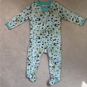 Honest Baby Blue Floral Zip Footie